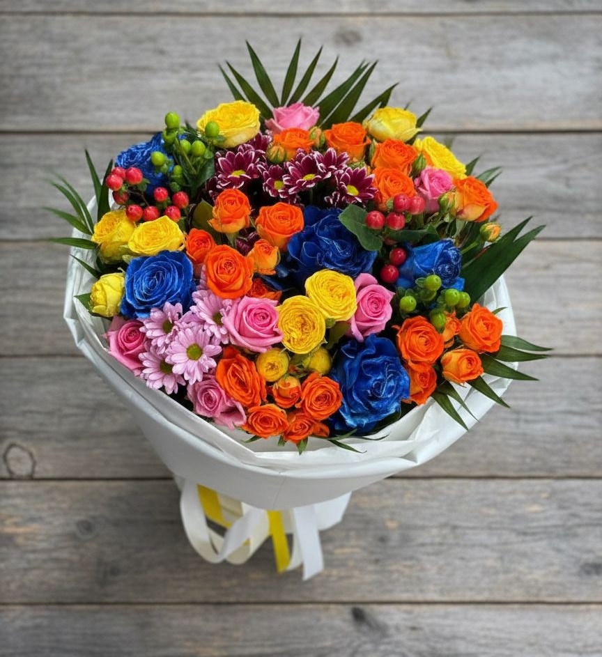 Букет цветов из: Розы и Хризантемы в Певеке