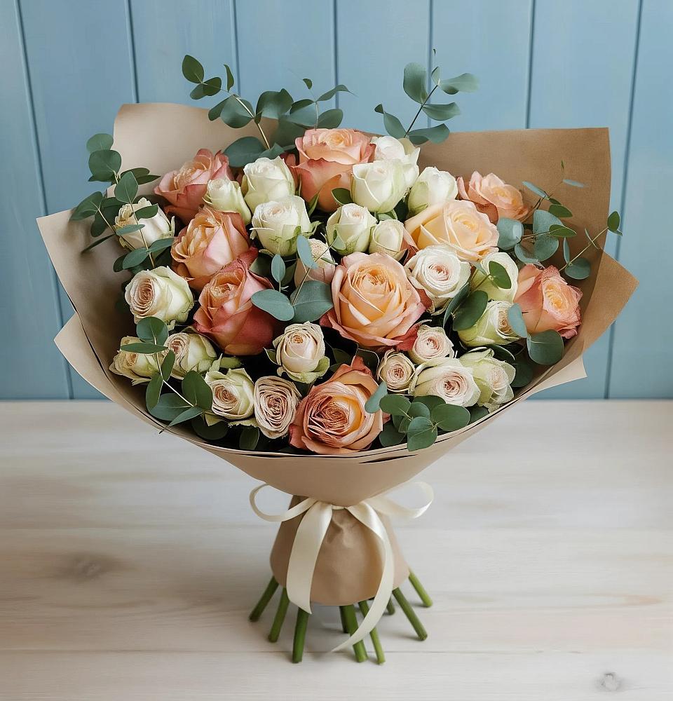 Букет цветов из: Альстромерии и Розы в Певеке