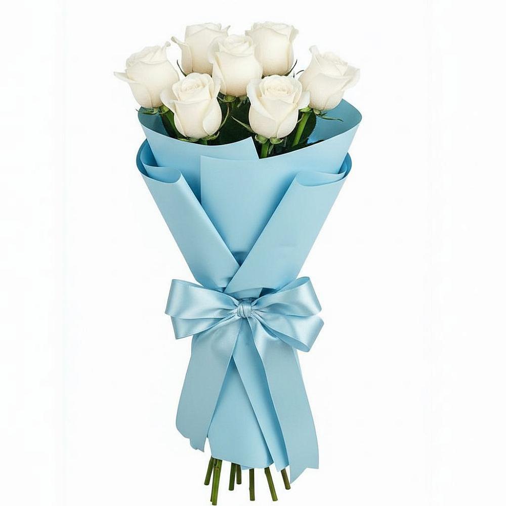 Букет 7 белых роз Проуд в Певеке