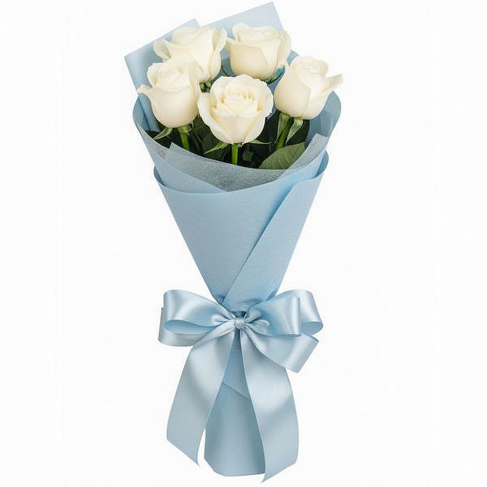 Букет 5 Белых роз Проуд в Певеке
