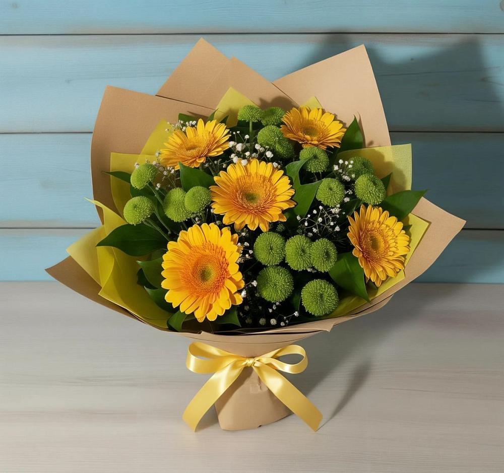 Букет цветов из: Герберы и Хризантемы в Певеке