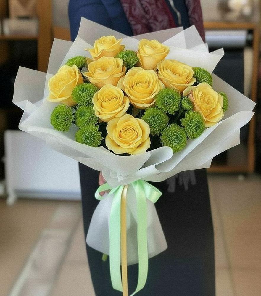 Букет цветов из: Хризантемы и Розы в Певеке