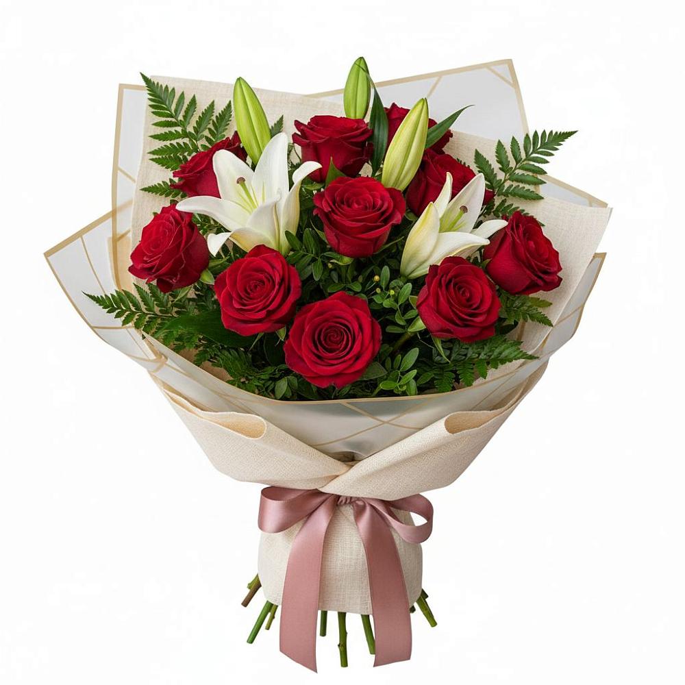 Букет цветов из: Лилии и Розы в Певеке