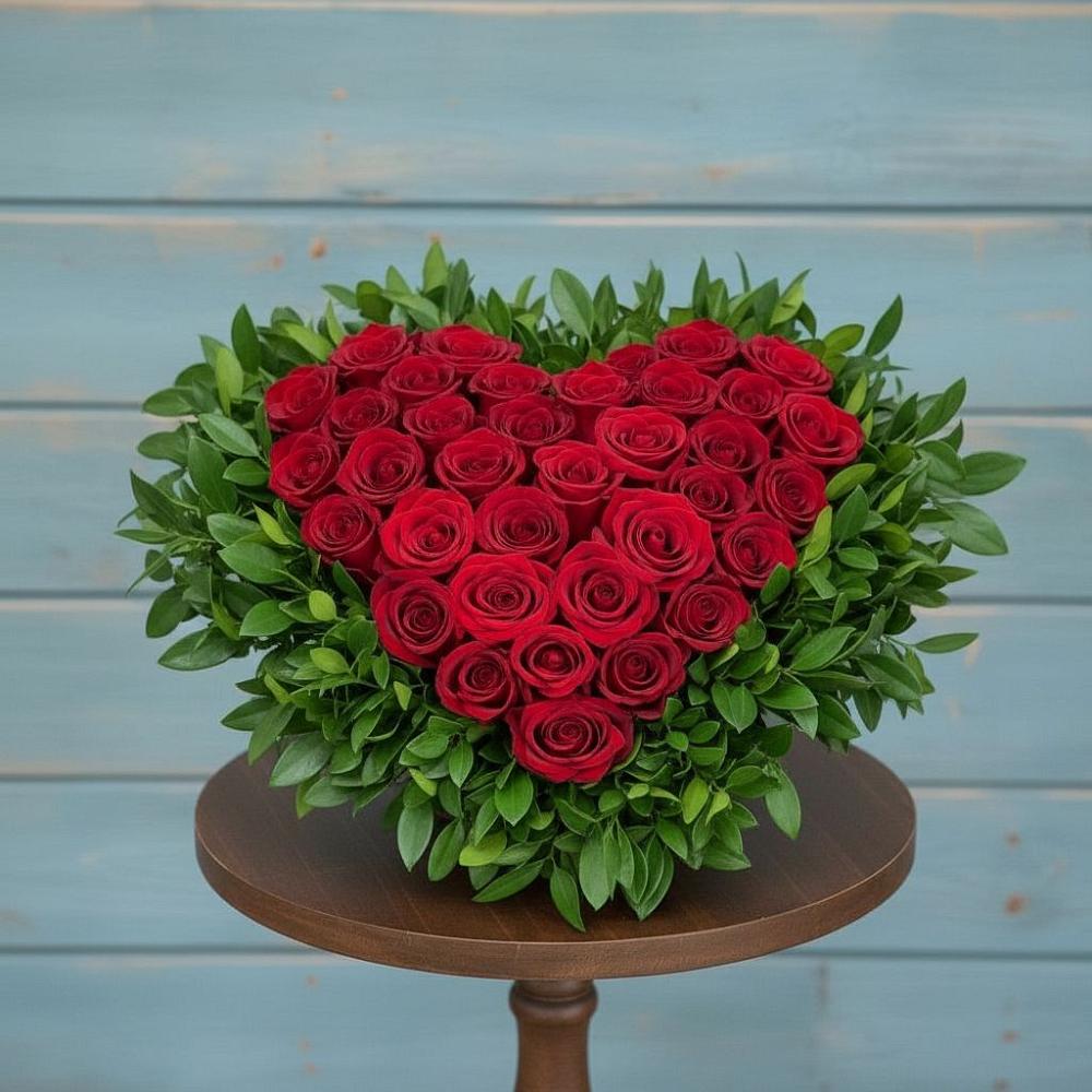 Цветочная композиция из Розы в виде сердца в Певеке