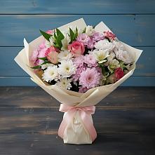 Букет цветов из:  Хризантемы, Альстромерии и Розы в Певеке