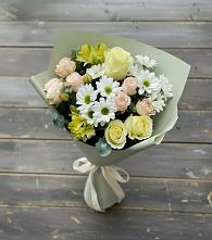 Букет цветов из:  Альстромерии, Розы и Хризантемы #REPLACE_PRED# Певеке